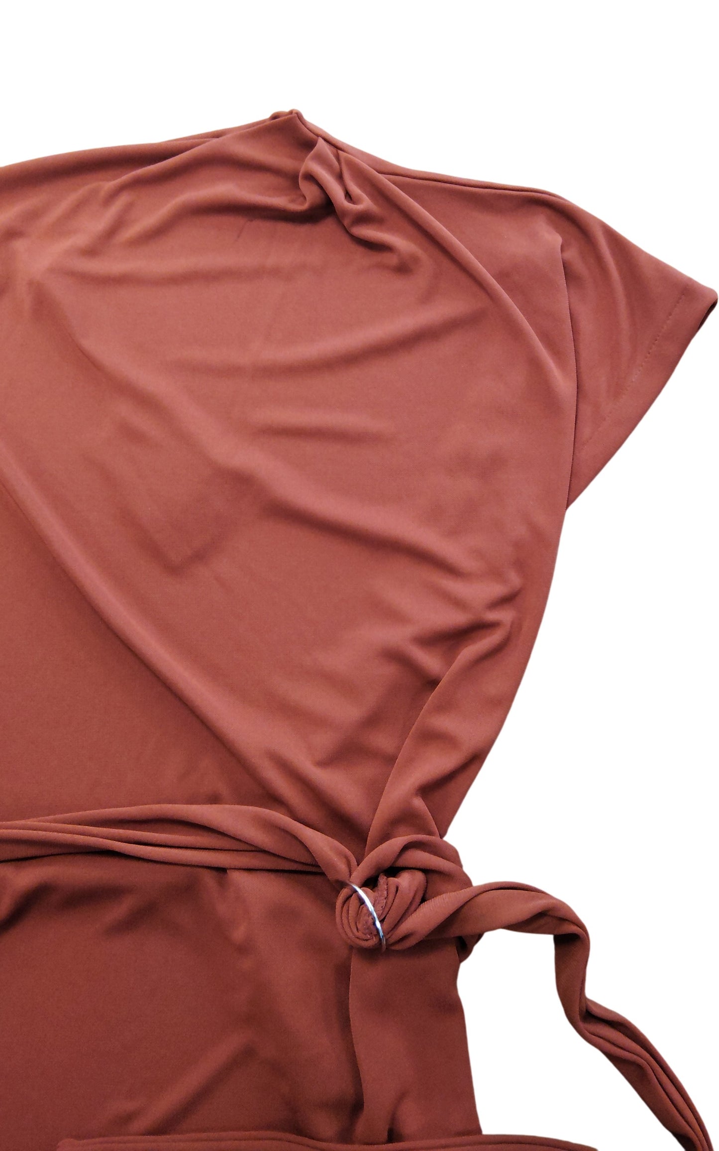 River Island Oversized Wrap Top UK L Women's Rust Red Lightweight Jersey