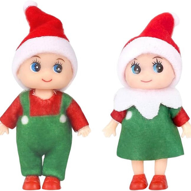 Christmas Themed Elf Dolls Set Of 2