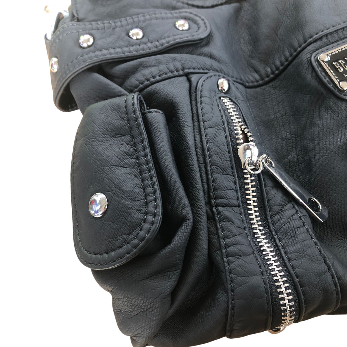 Scarleton Black Handbag Women's Soft Faux Leather Multiple Zipper Pockets