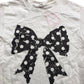 River Island Girls T-Shirt 7-8 Years White Polka Dot Bow Design Short Sleeve Top