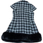River Island Black White Checked Dress With Faux Fur Trim