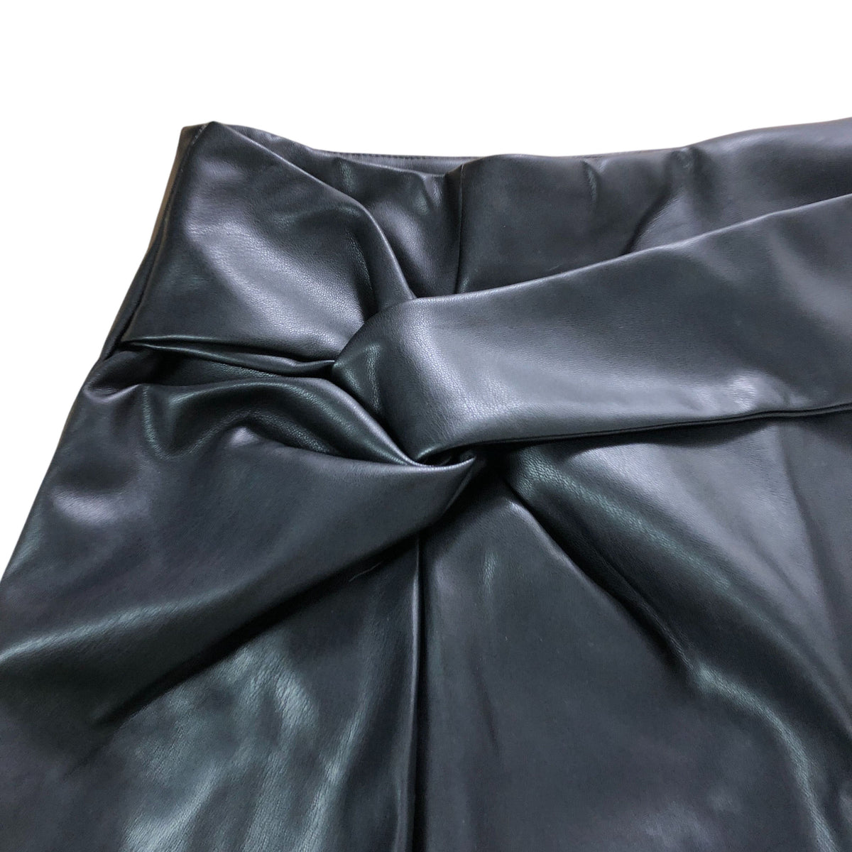 River Island Black Faux Leather Midi Skirt UK18 Women's Wrap