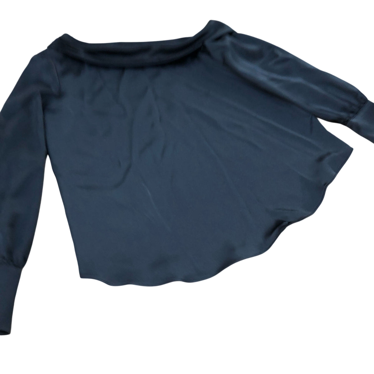 River Island Off The Shoulder Blouse UK Size 8 Women's Long Sleeve Black Satin