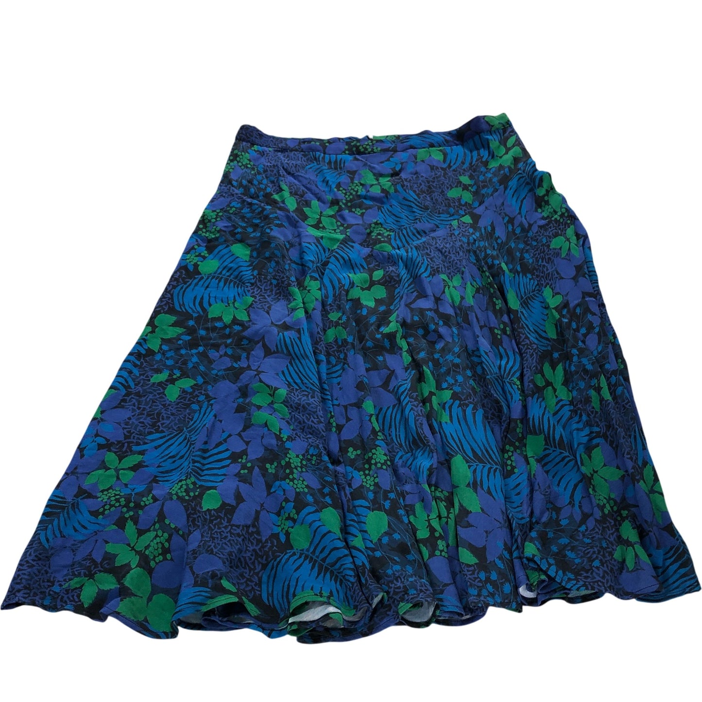 Branded Blue Leaf Print Skirt - Size 18