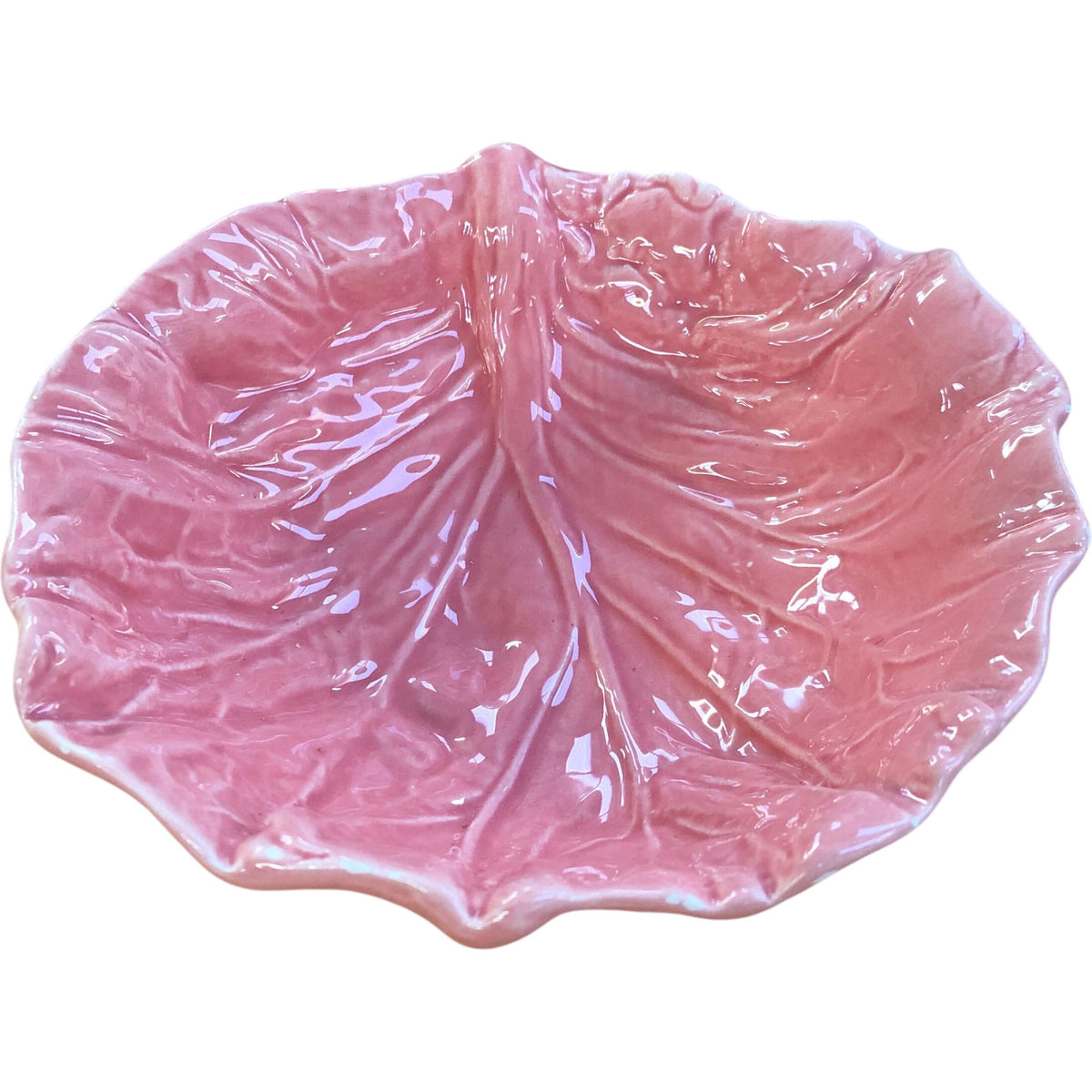Pink Cabbage Leaf Shaped Ceramic Dish