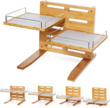 FOREYY Adjustable Raised Dog Bowls,Bamboo Elevated Feeder Stand