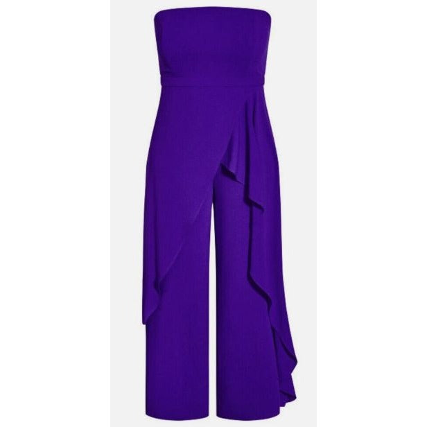 City Chic Jumpsuit Attract XXL/24 Women's Dark Violet Strapless
