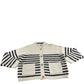 UK18 Women's Striped Cardigan Cream Black Knitted Button Front