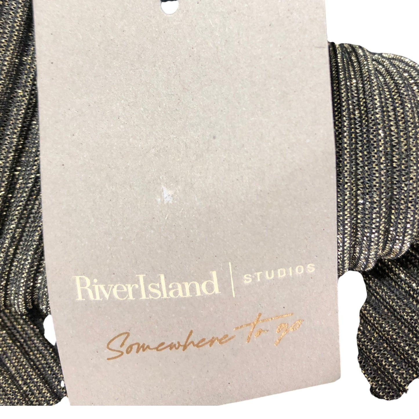 River Island Gold Wide Leg Trousers UK14 Women's Shimmer Flared Bottom Fashion