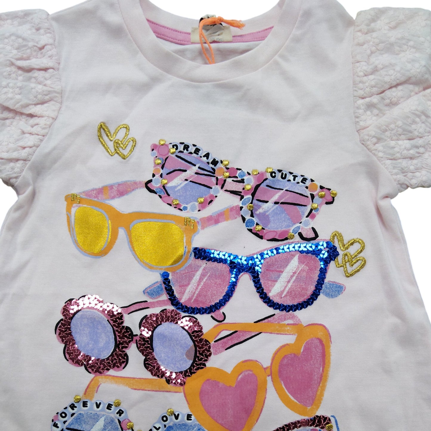 River Island Pink Girls T Shirt 12 18 Months Sunglasses Design Short Sleeve