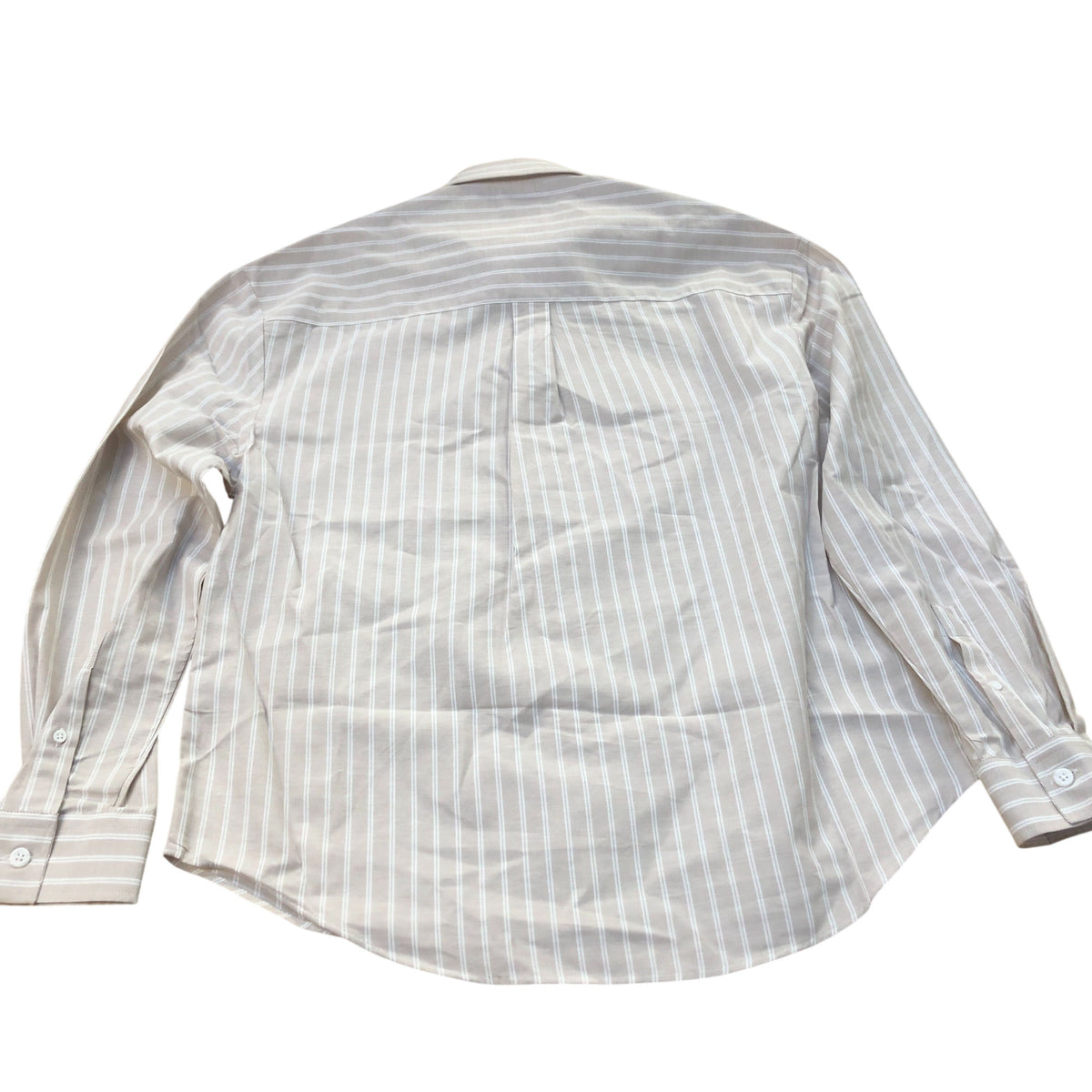 River Island Long Sleeve Shirt Beige Striped 100 Cotton With Pocket