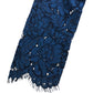Lace Dress UK8 Women's Navy Floral Design Long Sleeve