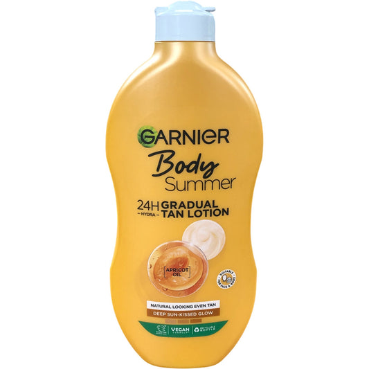 Garnier Body Summer 24H Gradual Tan Lotion 400ml With Apricot Oil Deep Hydration