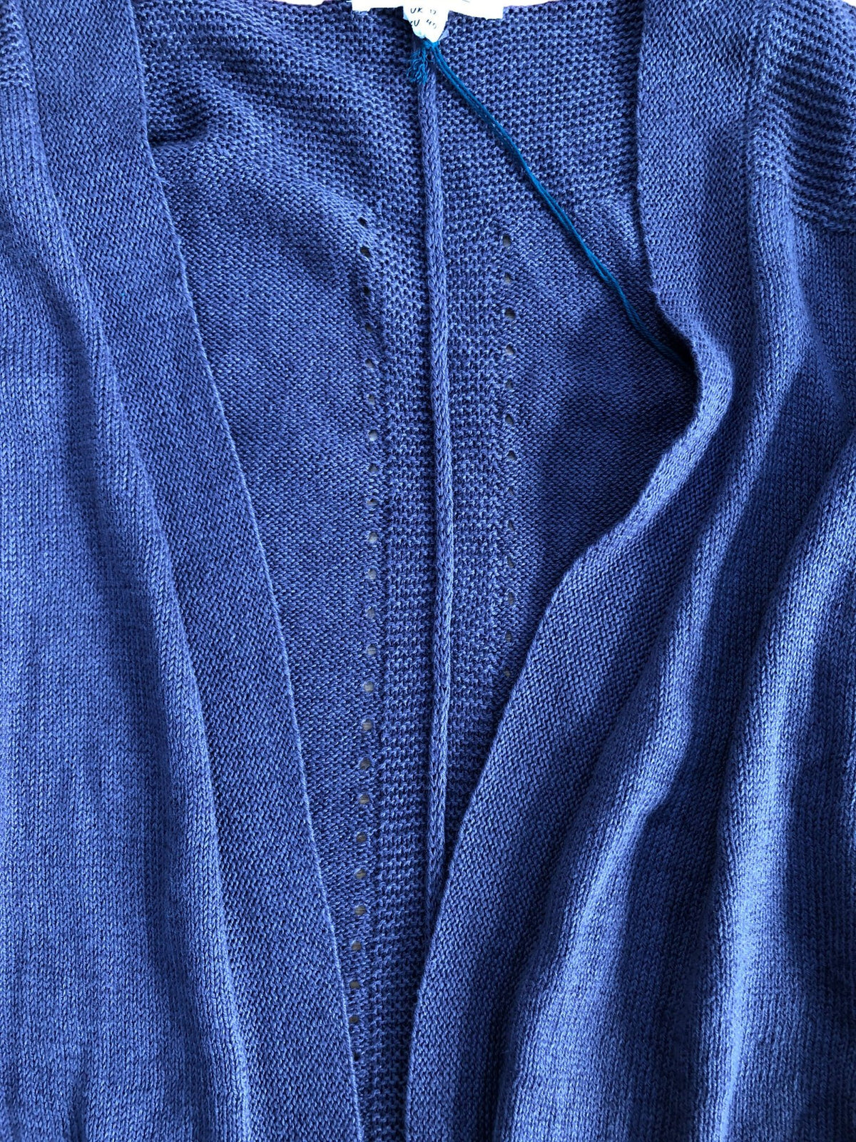 Cardigan UK Size 12 Women's Purple Pocket Knit Cotton Blend
