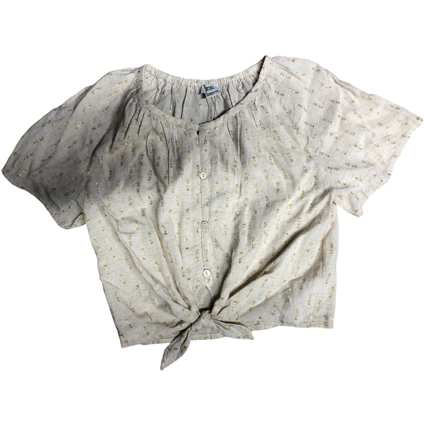 River Island Girls Beige Button Front Blouse UK9-10 Casual Twist Tie Top