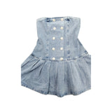 River Island Denim Dress UK12 Women's Sleeveless Skater Style Light Blue