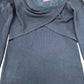River Island Black Ribbed Long Sleeve Dress Size UK12 Women's Stylish Midi