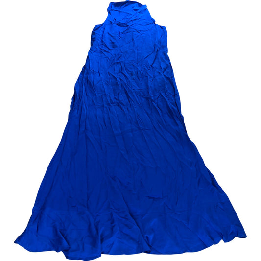 Blue Maxi Dress UK6 Women's Sleeveless Tie Neck