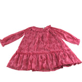Girls Pink Floral Long Sleeve Dress Ruffle Hem 9 Years