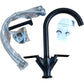 Kitchen Sink Tap Monobloc Black Mixer Tap Single Hole C Shaped Installation Kit