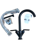 Kitchen Sink Tap Monobloc Black Mixer Tap Single Hole C Shaped Installation Kit