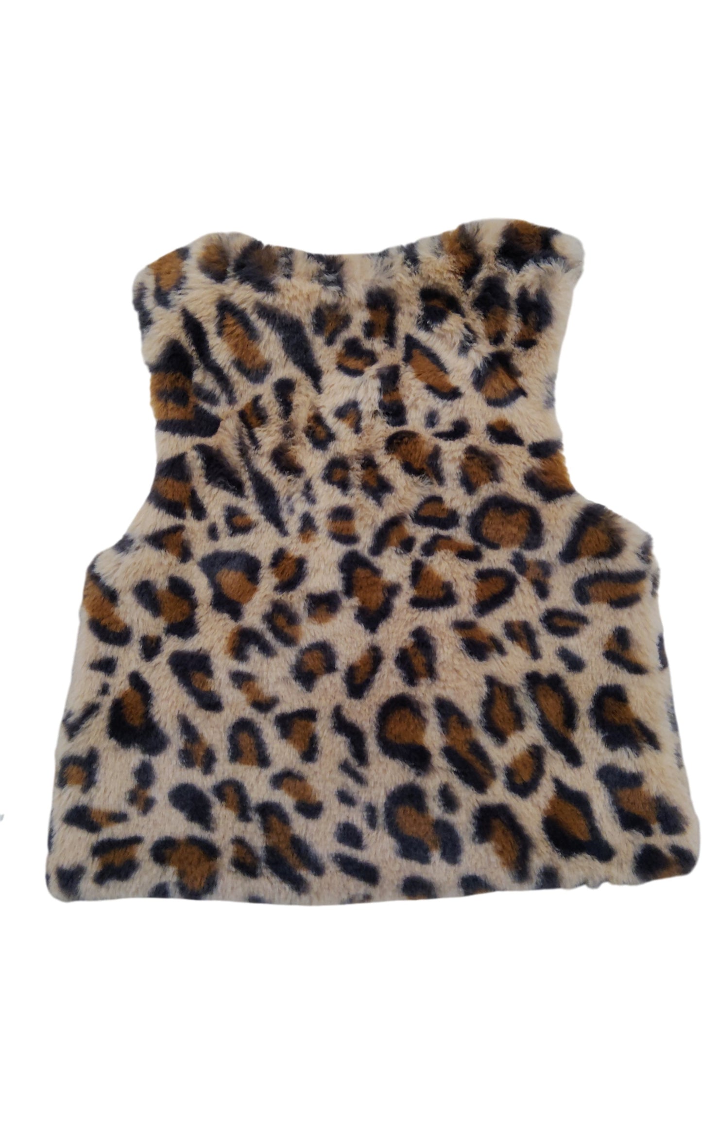 River Island Mini Leopard Print Faux Fur Vest 2-3 Years Girls Cream Animal