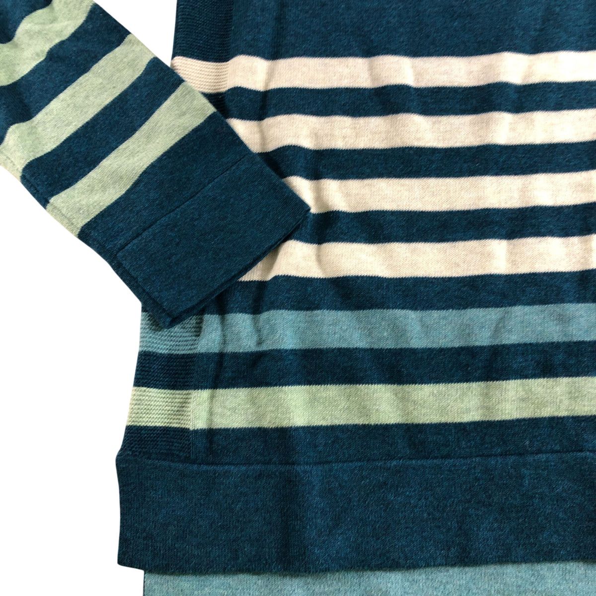 Ophia Stripe Jumper UK8 Women's Teal Multi Organic Cotton Sweater
