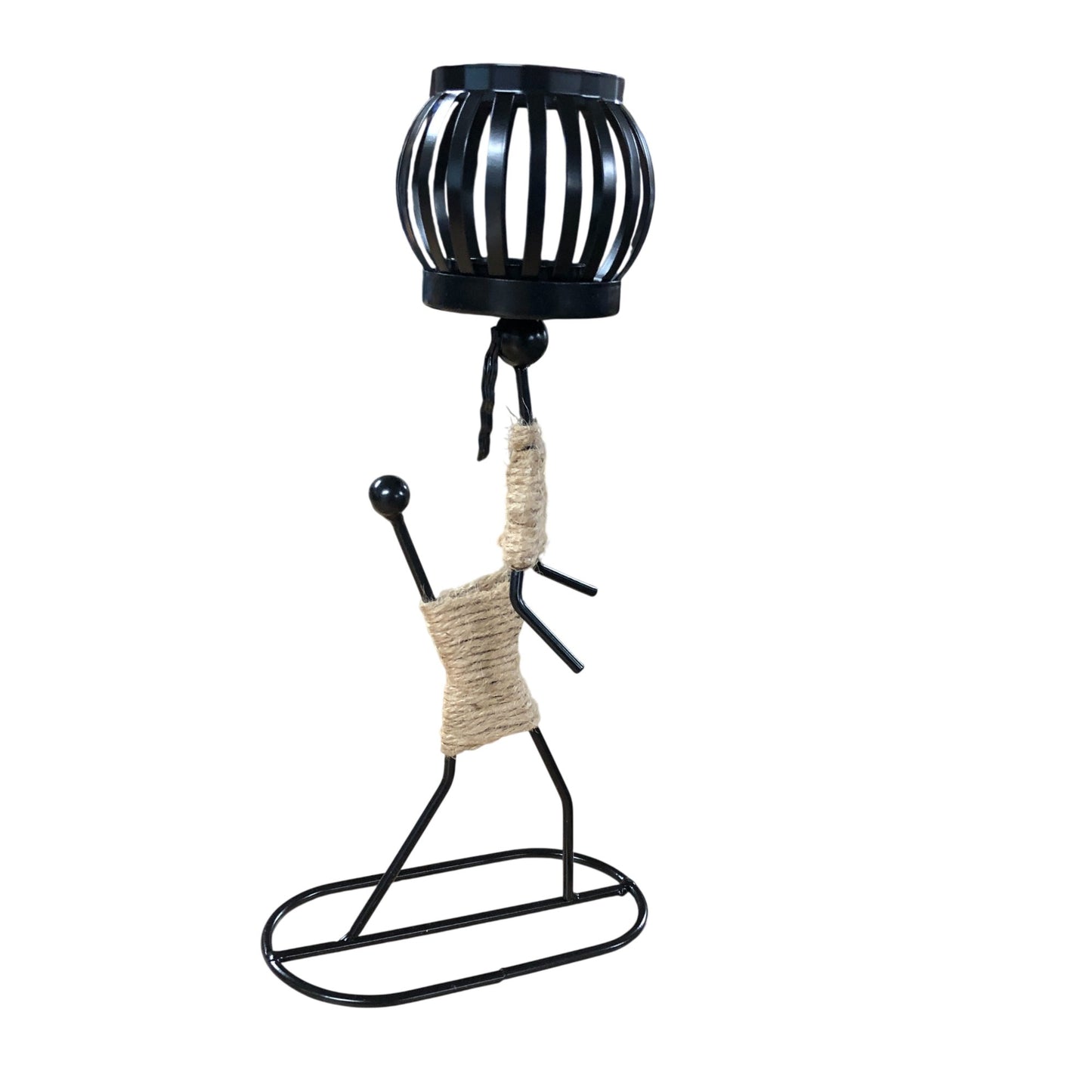 Stylish Black Metal Candle Holder Set Rustic African Style Art Home Décor