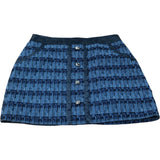 River Island Tweed Mini Skirt UK12 Women's Blue Patterned with Pocket Detail