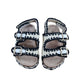 River Island Double Buckle Sandals Kids Size 6 Woven Platform Black White