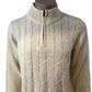 Ben Sherman Ecru Zip Neck Sweater L Men's Pullover Knit Top Classic Style