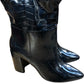 Kiendi Black Croc Effect Knee High Heel Boots Size 7