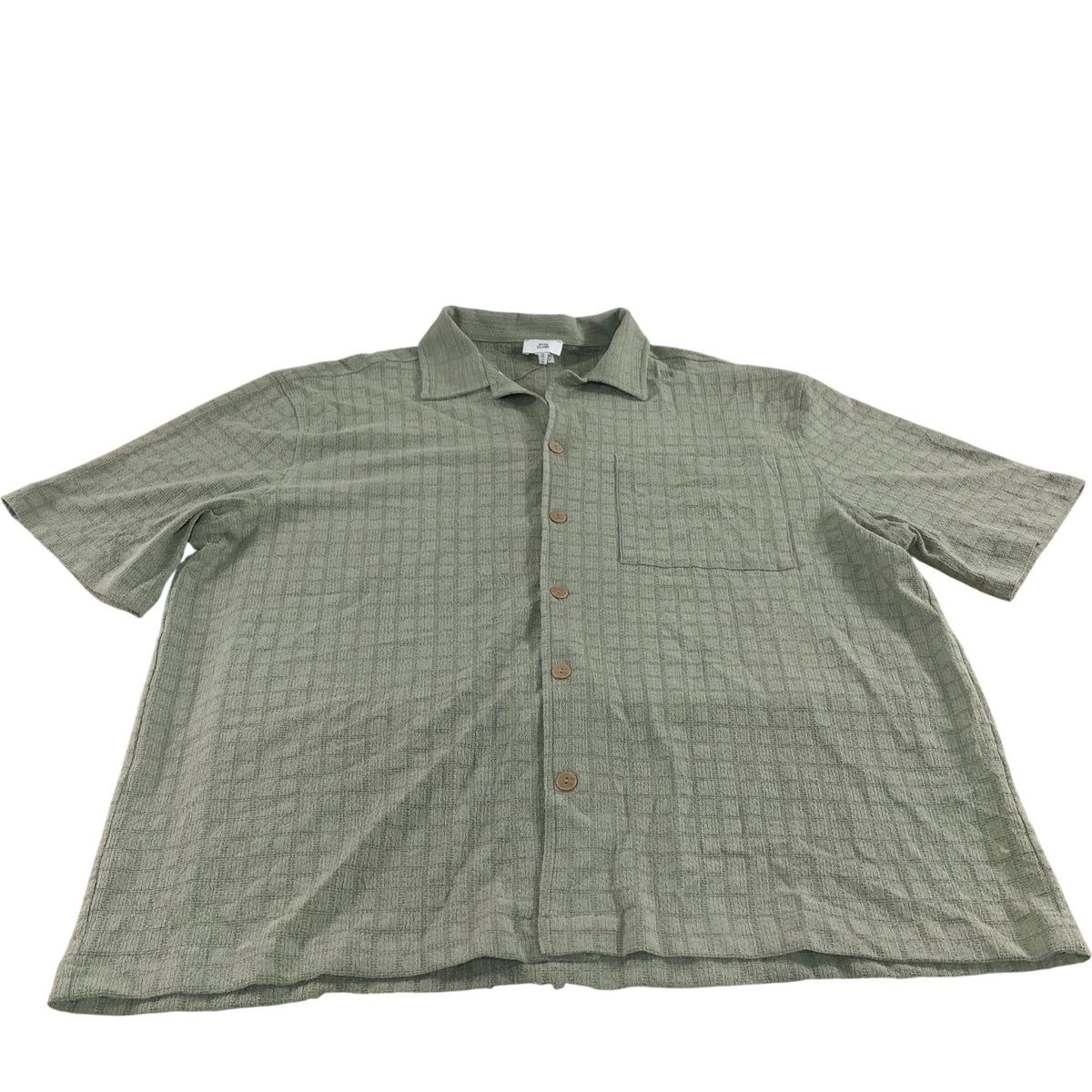 RIVER ISLAND Men's Casual Shirt Green Short Sleeve Textured Size Small