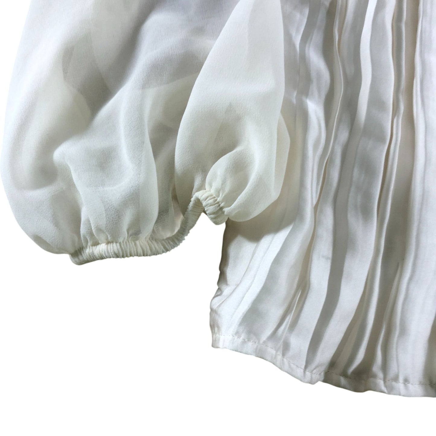 River Island UK6 Women's Pleated Blouse Long Sleeve Cream Polyester Top