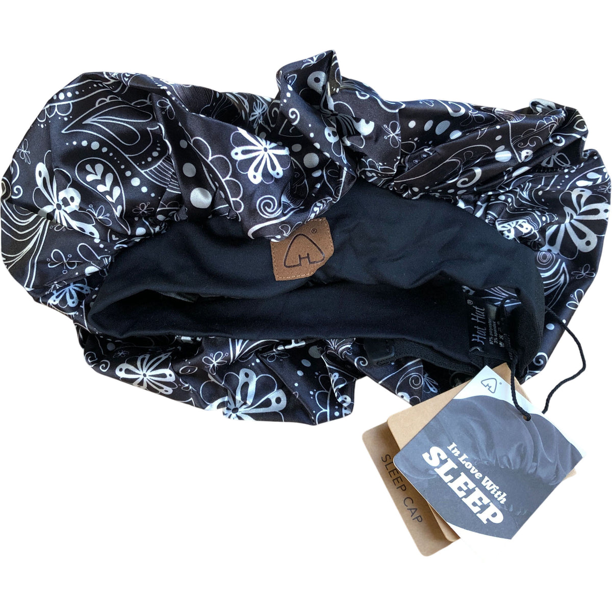 Hat Hut Satin Silk Sleep Cap Paisley Design Soft Sleepwear With Scrunchie