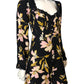 River Island Floral Dress UK8 Women's Black Yellow Pink Long Sleeve Lace