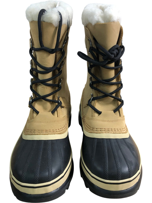 SOREL Waterproof Winter Boots Women's Tan Fur Lined Lace Up Stylish Snow UK 7