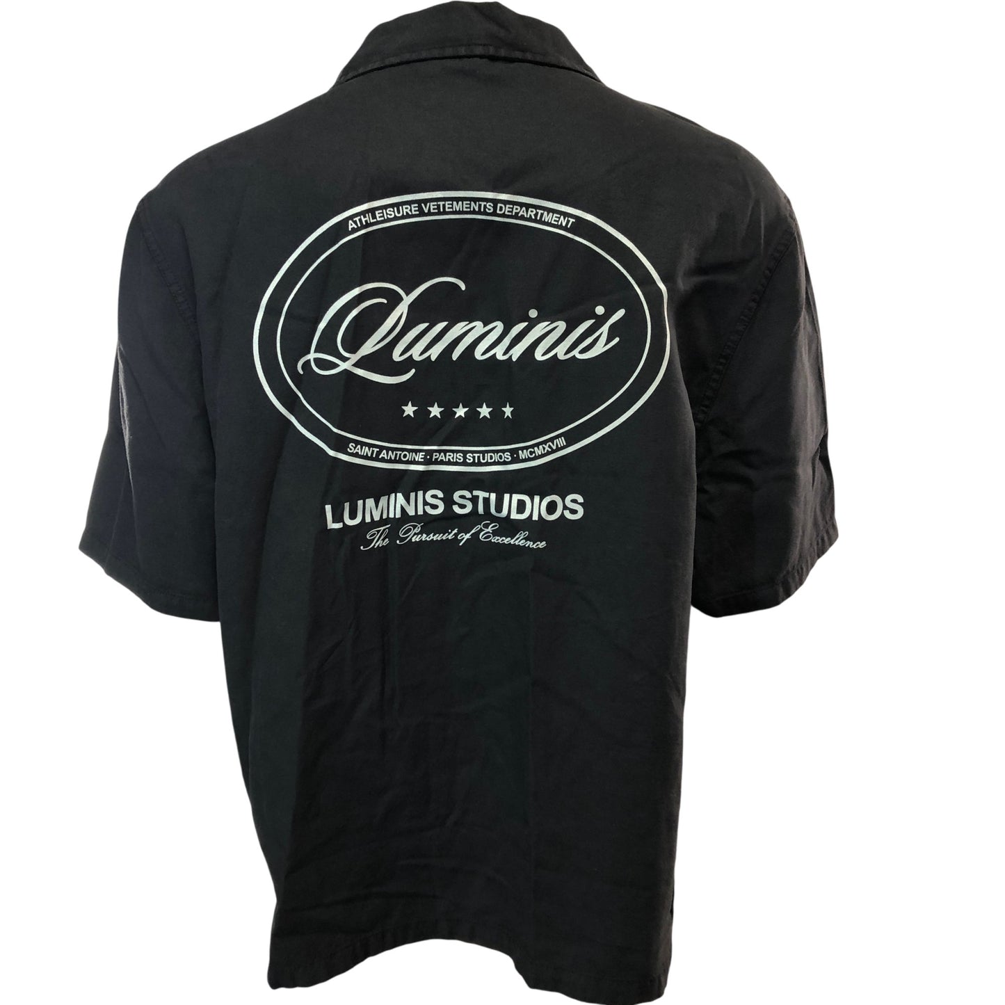 RIVER ISLAND Studios Casual Shirt M Men's Black Short Sleeve Cotton