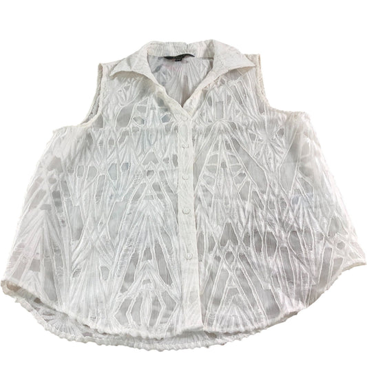 Lipsy London Sleeveless Blouse UK12 Women's White High Neck Textured Blouse