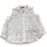 Lipsy London Sleeveless Blouse UK12 Women's White High Neck Textured Blouse
