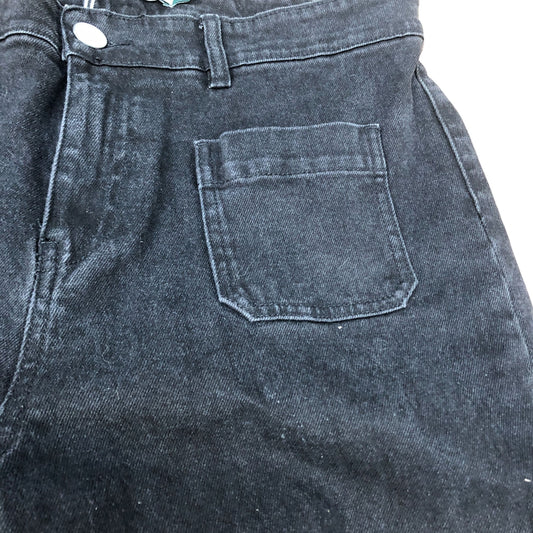 Baukjen Organic Cotton Jeans Women's Black Size 14 High Waist Wide Leg Stretch