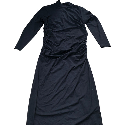 Baukjen Long Sleeve Ruched Midi Dress UK16 Women's Black Eco Viscose Elegant