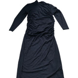 Baukjen Long Sleeve Ruched Midi Dress UK16 Women's Black Eco Viscose Elegant