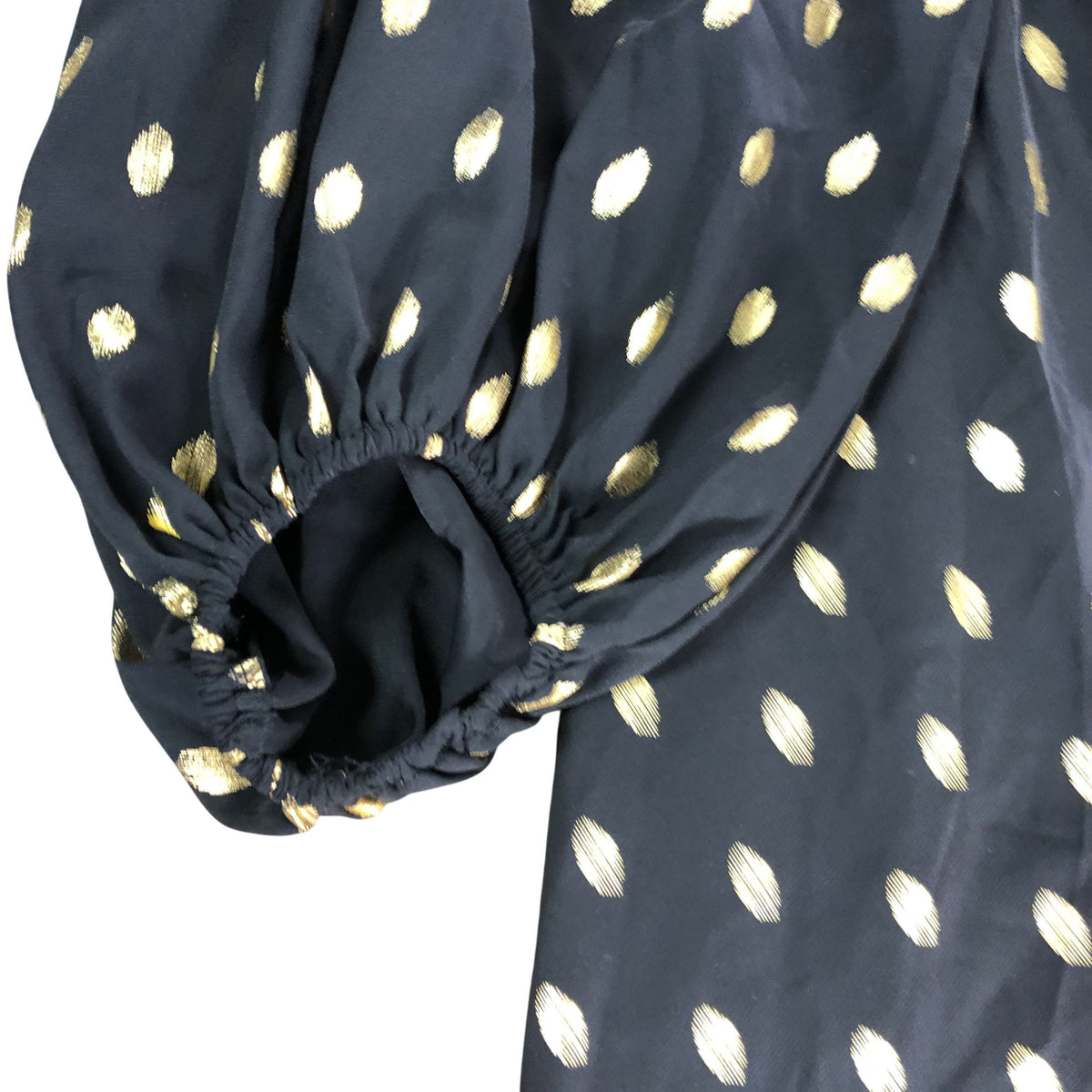 Girl In Mind Black Gold Polka Dot Dress UK18 Women's Balloon Sleeve