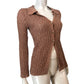 River Island XS Women's Cardigan Light Brown Ribbed Knit Button Up Knitwear