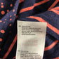 Women's Cotton Top UK10 V Neck Navy Pink Polka Dot Long Sleeve Blouse