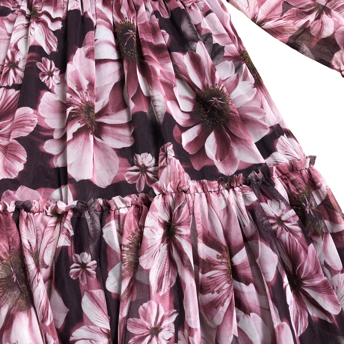 Branded Print Dress Girls New Stylish Puff Sleeve Long Age 9 Years