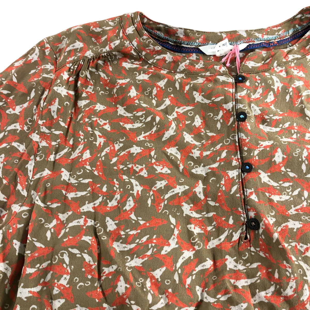 Mila Top UK14 Women's Long Sleeve Tan Multi Pattern