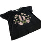 Floral Print T-Shirt Women's Black Short Sleeve Casual Top UK12