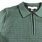 River Island Mens Polo Shirt S Short Sleeve Zip Up Green Textured